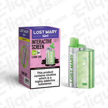 Lost Mary 4-in-1 Pod Kit with interactive screen and Lemon Lime flavor, featuring a built-in 950mAh battery.
