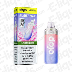 Vaporesso Dojo Blast 10K Lemon Lime Prefilled Pod Kit with 10,000 puffs and 650mAh rechargeable battery, displayed in packaging.