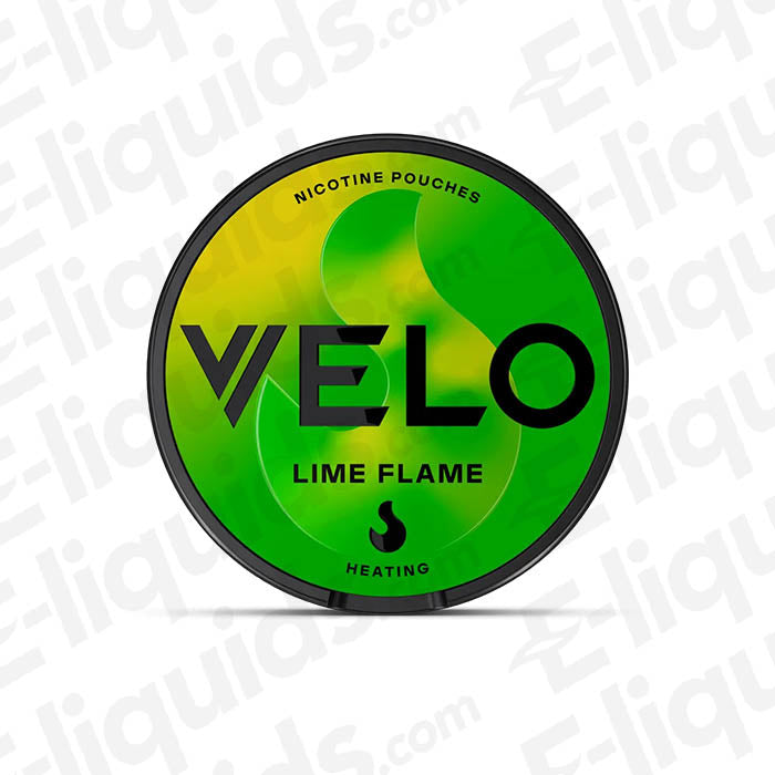 VELO Lime Flame nicotine pouches can featuring a vibrant green design and jalapeno-lime flavor profile.