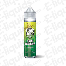 Pukka Juice Lime Lemonade Shortfill E-liquid 50ml bottle with citrus design, perfect for refreshing all-day vaping.