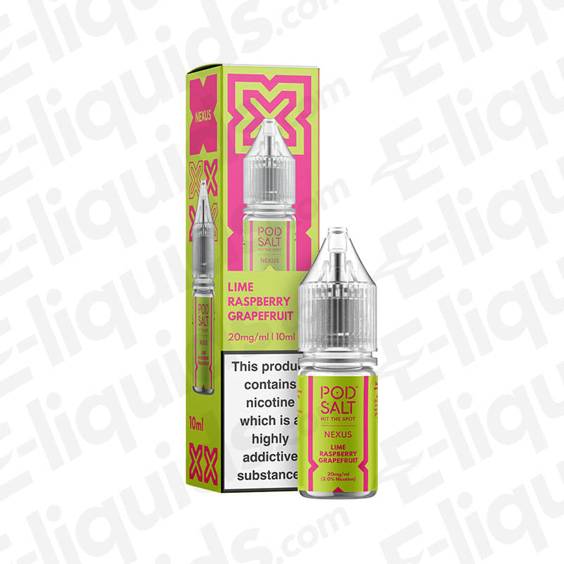 Lime Raspberry Grapefruit Nic Salt E-liquid by Pod Salt Nexus in a 10ml bottle with vibrant packaging.