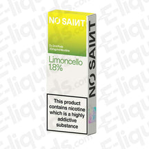 NO SAINT Limoncello Prefilled Pod with zesty Lemon Liqueur flavour in yellow and white packaging.