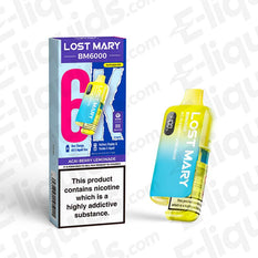 Lost Mary BM6000 Prefilled Pod Kit in Acai Berry Lemonade flavor, compliant with UK regulations, offers 6000 puffs.