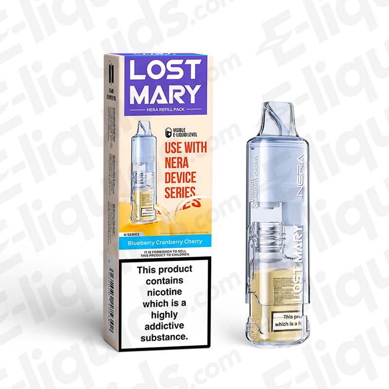 Lost Mary Nera 15K Pureview Blueberry Cranberry Cherry Prefilled Pods with refillable design and compliant with UK vaping regulations