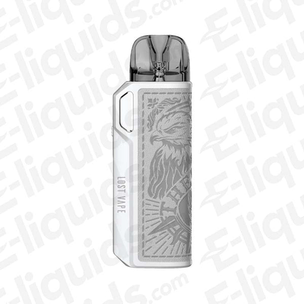 Lost Vape Thelema Elite 40 Vape Pod Kit in sleek design with detailed eagle engraving and transparent pod.