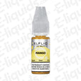 Mango Nic Salt E-liquid by ELFLIQ, 10ml bottle with tropical flavor, available in 10mg or 20mg nicotine strength.