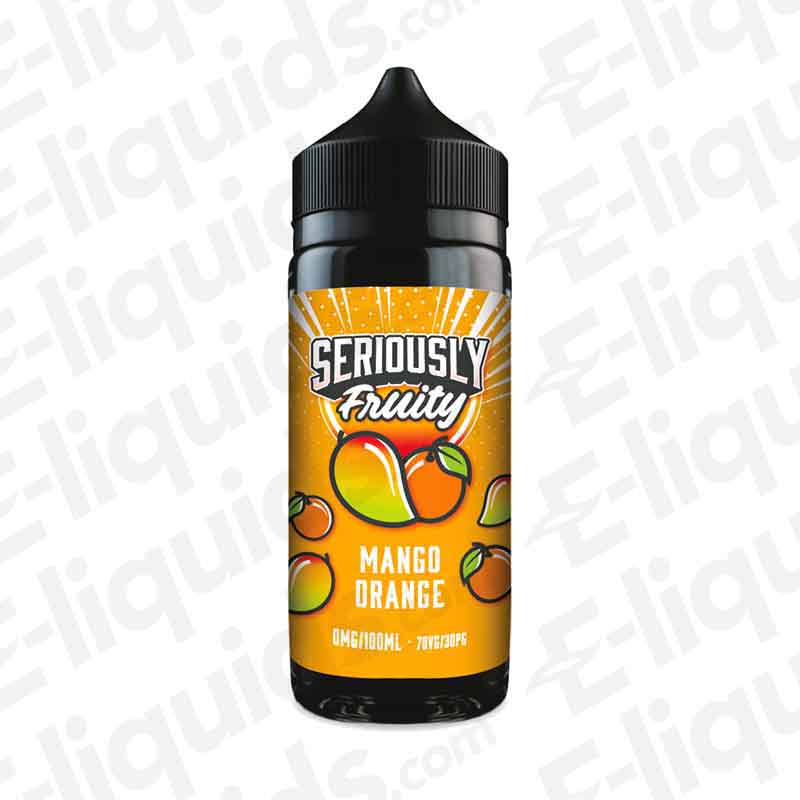 Mango Orange Seriously Fruity Shortfill E-liquid bottle by Doozy Vape Co. with sweet mango and tangy blood orange flavor, 100ml size.