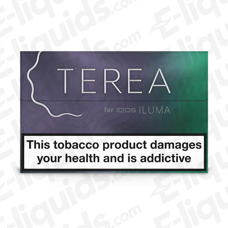 IQOS TEREA heated tobacco sticks for ILUMA with health warning about addiction.