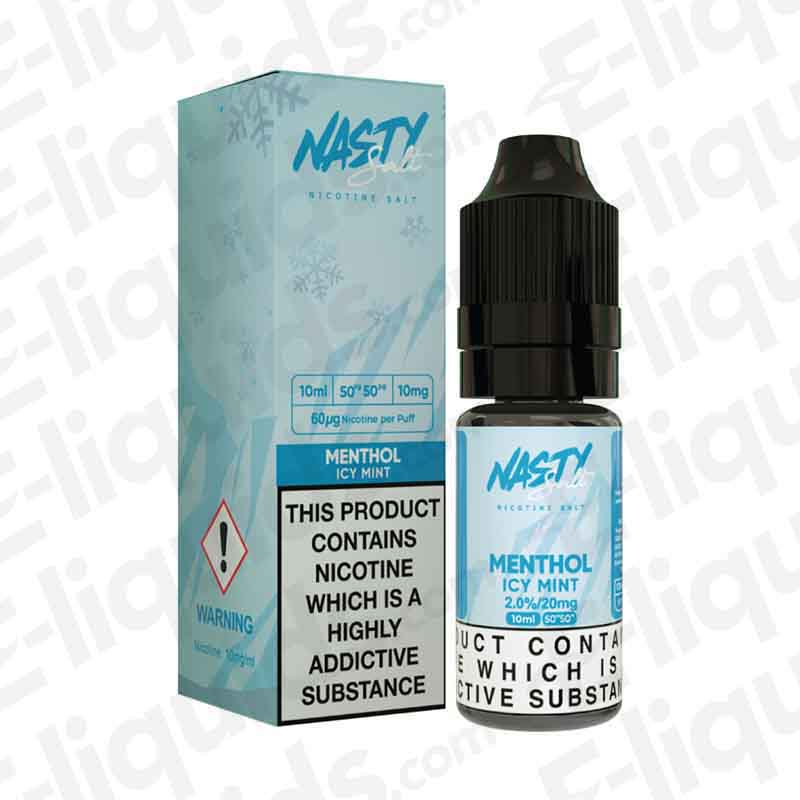Menthol Nic Salt E-liquid by Nasty Juice in 10ml bottle, perfect for all-day vaping with a cooling menthol flavor.