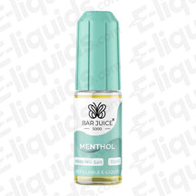 Menthol Bar Juice 5000 Nic Salts 10ml bottle, showcasing minty green packaging.
