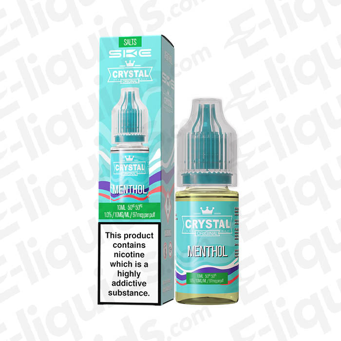 SKE Crystal Menthol Nic Salt E-liquid 13ml bottle with minty flavor for MTL vaping experience.
