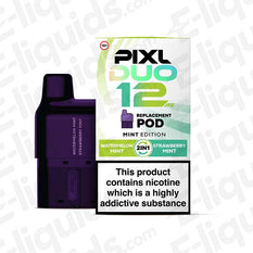 PIXL Duo 12 Mint Edition replacement pod featuring watermelon mint and strawberry mint flavors.