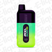 PIXL Duo Legal Big Puff Disposable Vape in vibrant green and black with flavor options, featuring sleek design and easy flavor switching.