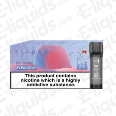 Elf Bar ELFA Pre-Filled Vape Pods Mix Berries in packaging, 2ml capacity, 20mg nic salt, warning label visible.