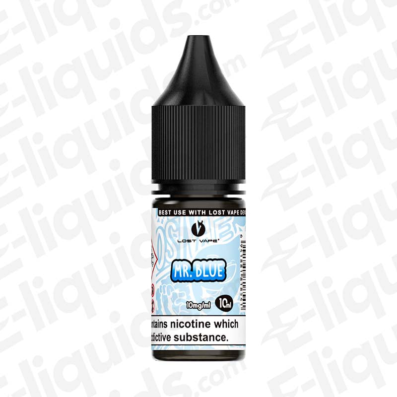 Mr. Blue Bar Salts Nic Salt E-liquid by Lost Vape in a 10ml bottle, perfect for fruity iced vaping.