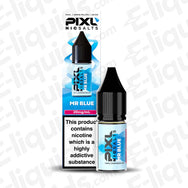 PIXL Nic Salt Vape Juice Mr Blue with blueberry, blackberry, raspberry flavors and menthol in 10ml bottle with 20mg nicotine strength.