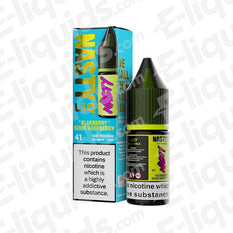 Blueberry Sour Raspberry Nic Salt E-liquid by Nasty with packaging, 10ml bottle, nicotine strengths 10mg or 20mg.