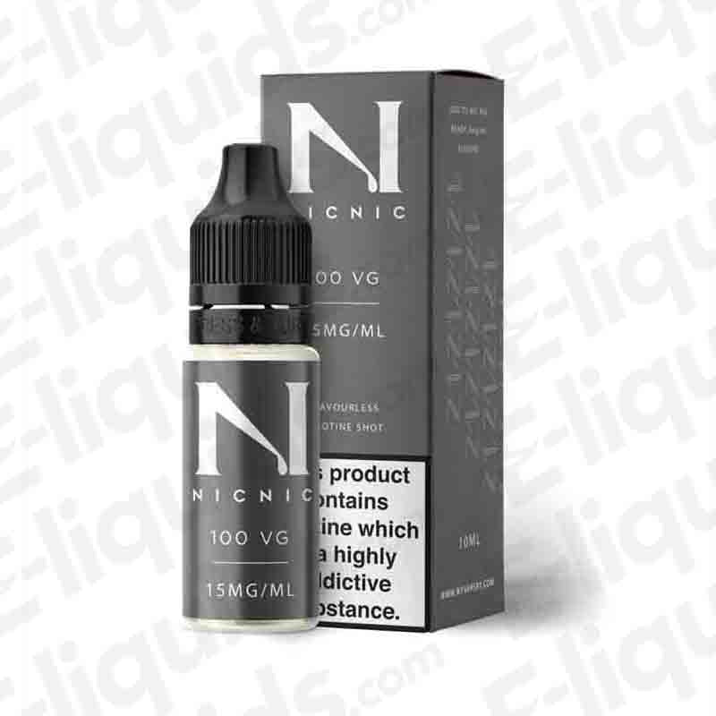 Max VG nicotine shot by Nic Nic, 15mg, for boosting e-liquids with thicker clouds, in a 10ml bottle.