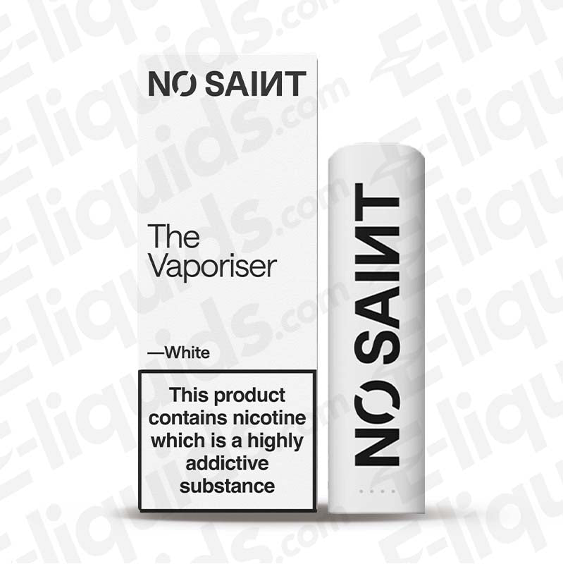NO SAINT White Pod Kit with a rechargable battery, haptic feedback and NFC MagicTap technology in a sleek White finish
