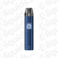 ELF BAR ELFX 2 Ocean Blue Pod Kit in metallic ocean blue finish with refillable pod, square LED button and sleek pocket-friendly design.