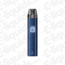 ELF BAR ELFX 2 Ocean Blue Pod Kit in metallic ocean blue finish with refillable pod, square LED button and sleek pocket-friendly design.