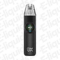 OXVA NeXLIM Vape Pod Kit with carbon fiber design and digital display showing 40W power output.