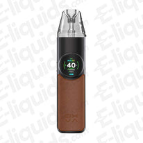 OXVA NeXLIM Vape Pod Kit in sleek black and brown design, featuring a display showing 40W power output.