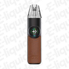 OXVA NeXLIM Vape Pod Kit in sleek black and brown design, featuring a display showing 40W power output.