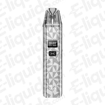 Oxva Xlim Classic Pod Vape Kit in silver with digital display and geometric design for MTL vaping.