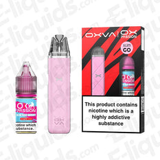 Pink OXVA Xlim Go Vape Pod Kit and OX Passion Blue Razz Gummy Nic Salt E-liquid Bundle