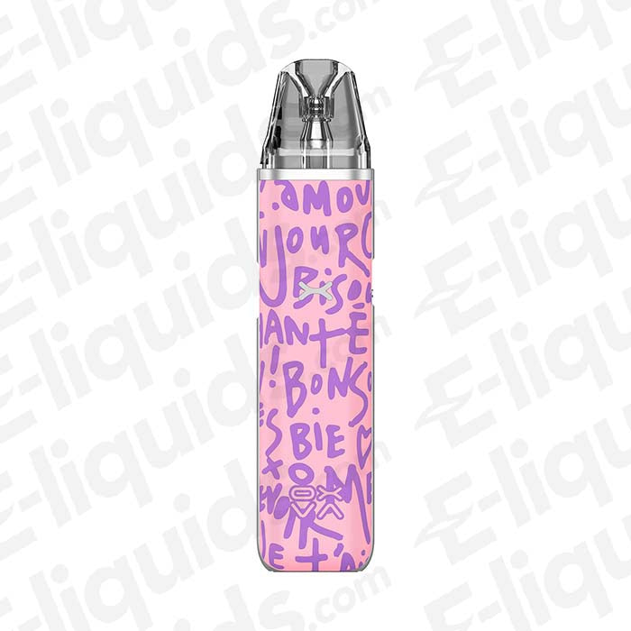 OXVA Xlim Go Pod Vape Kit in vibrant pink design with stylish text, perfect for all vaping enthusiasts.