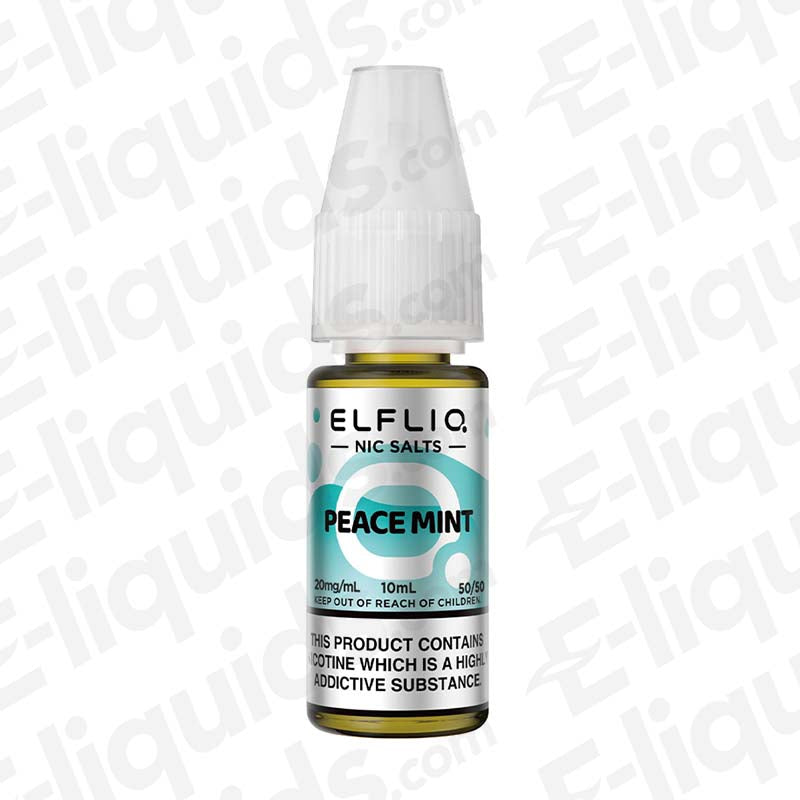 Peace Mint Nic Salt E-liquid by ELFLIQ in 10ml bottle, featuring a refreshing sweet mint flavor.
