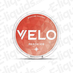 VELO Peach Ice nicotine pouches can, featuring bold peach flavor and icy freshness, perfect for a nicotine rush.