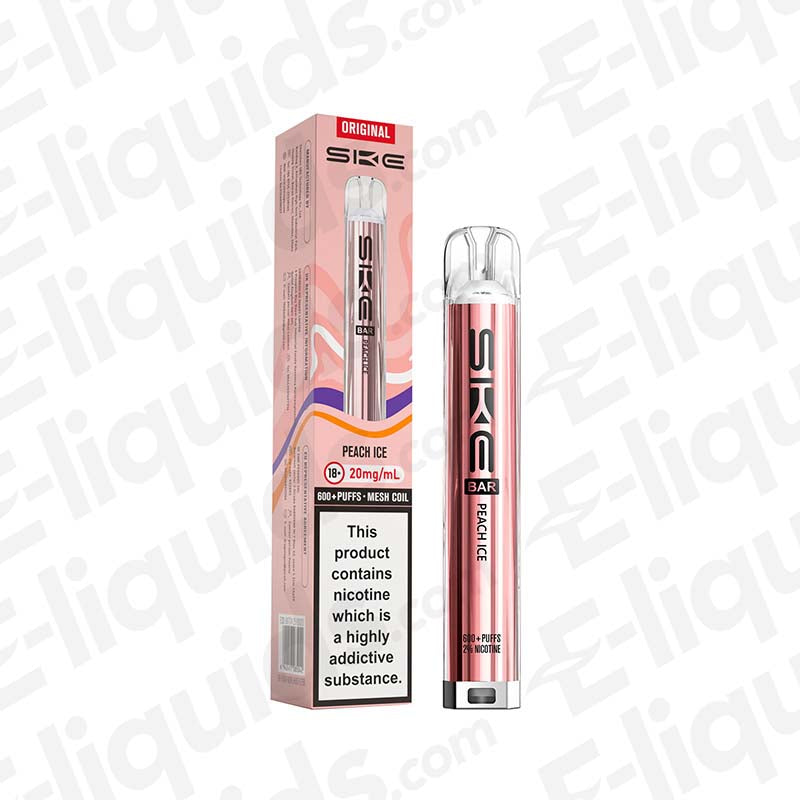 S K E Bar 600 Peach Ice 20 MG Vape Pod Kit