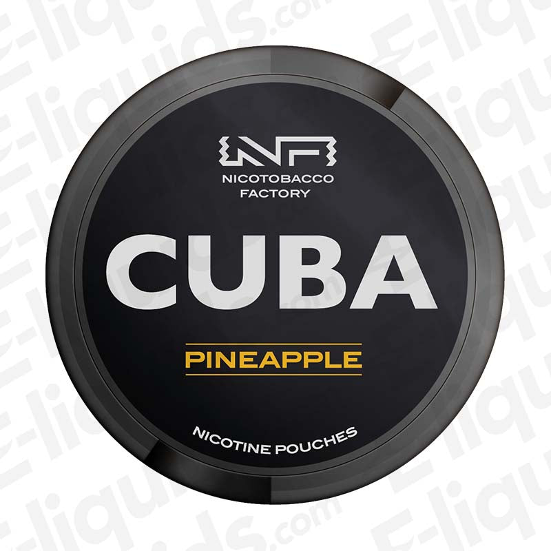 CUBA Pineapple Nicotine Pouches packaging featuring vibrant tropical design.
