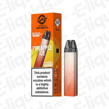 Vaporesso Deliciu Mate Vape Pod Kit with Pineapple Ice flavor, featuring a sleek design and warning label.