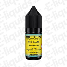 Elux Legend Pineapple Ice Nic Salt E-liquid bottle with a tropical design for fruity vaping experience.