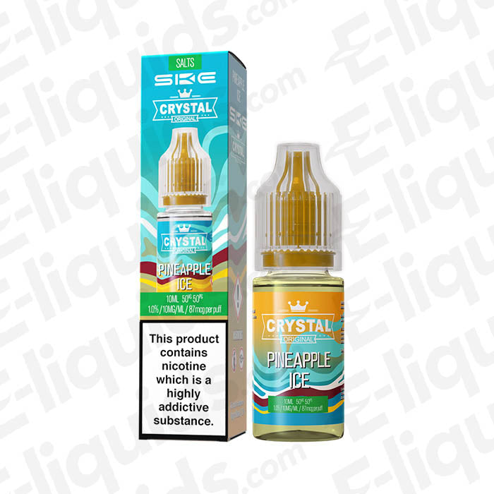 Pineapple Ice Nic Salt E-liquid by SKE Crystal in 10ml bottle, tropical pineapple flavor with a cool finish.