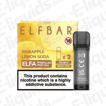 Elf Bar ELFA Pineapple Lemon Soda pre-filled vape pods with box and pod, 20mg nic salt, 2ml capacity, mesh coil, 600 puffs