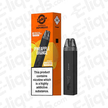 Vaporesso Deliciu Mate Vape Pod Kit with Pineapple Orange flavor packaging and warning about nicotine addiction.