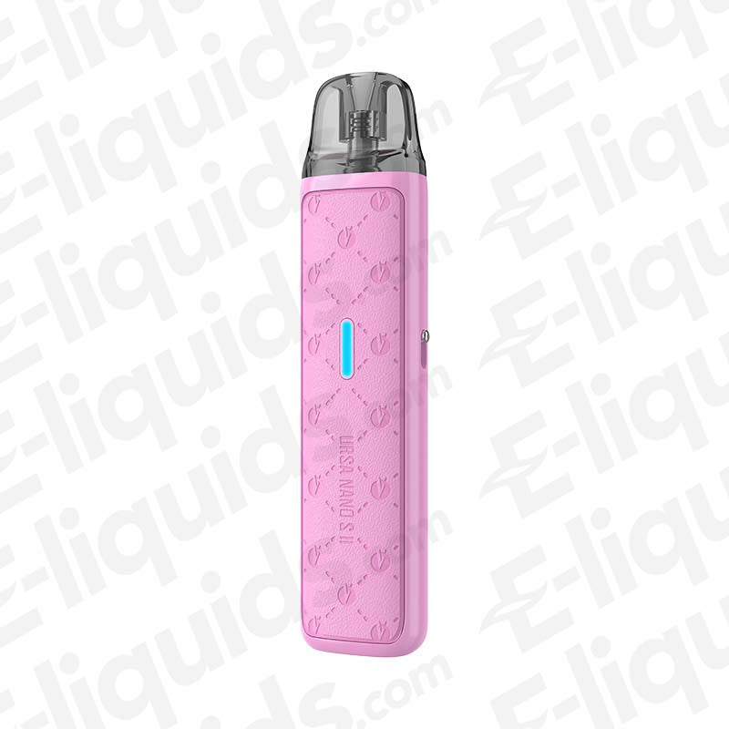 Lost Vape Ursa Nano S 2 Vape Pod Kit in pink with stylish design and compact form for vapers.