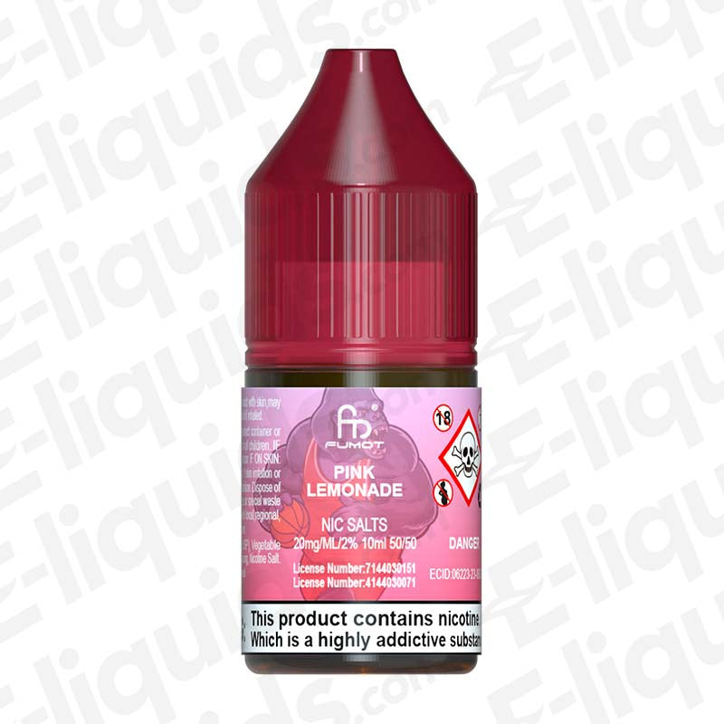 Pink Lemonade RandM 7000 Nic Salt E-liquid by Fumot in a 10ml bottle with 20mg nicotine.