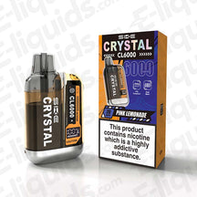Pink Lemonade SKE Crystal CL6000 Prefilled Vape Pod and packaging, featuring nicotine warning and flavor details.