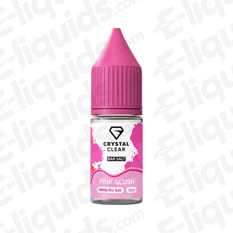 Pink Slush Nic Salt E-liquid by Crystal Clear Bar Salts in a stylish bottle with pink cap, 10mg nicotine, 10ml.
