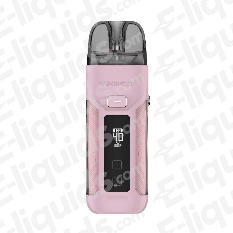 Pink Vaporesso Luxe X Pro Vape Pod Kit with anti-leak pods, durable design and digital display.