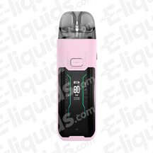 Vaporesso Luxe XR Max pink pod kit with 2800mAh battery and 5-80W power output for customizable vaping experience.