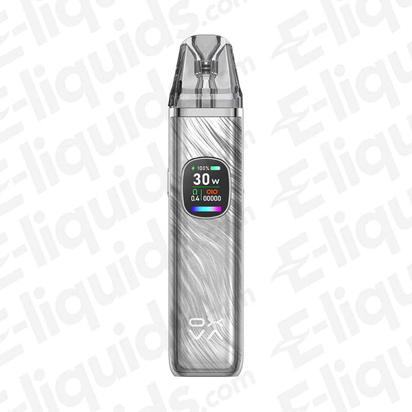 OXVA Xlim Pro 2 Pod Kit Platinum Grey, featuring 1300mAh battery and USB-C fast charging, with sleek 3D curves for comfort.