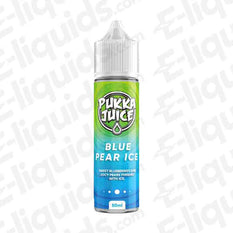 Pukka Juice Blue Pear Ice 50ml E-liquid bottle showcasing blueberry and pear flavor with ice. Perfect for all-day vaping.