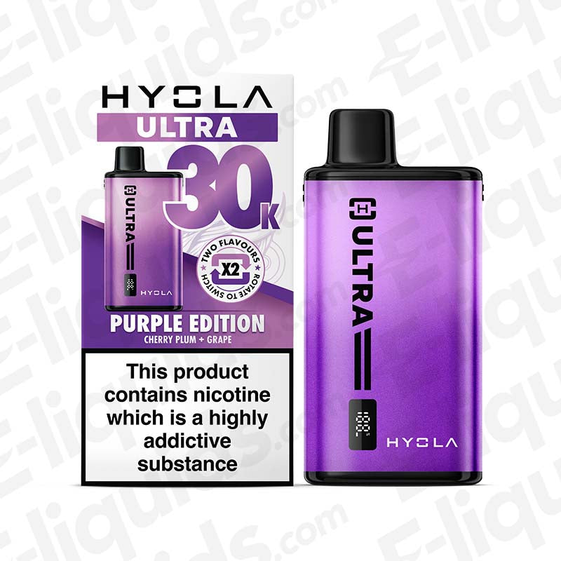 Hyola Ultra 30K Purple Edition Pod Kit, dual-flavour, rechargeable 800mAh, USB-C, complies with post-June 1st regulations.