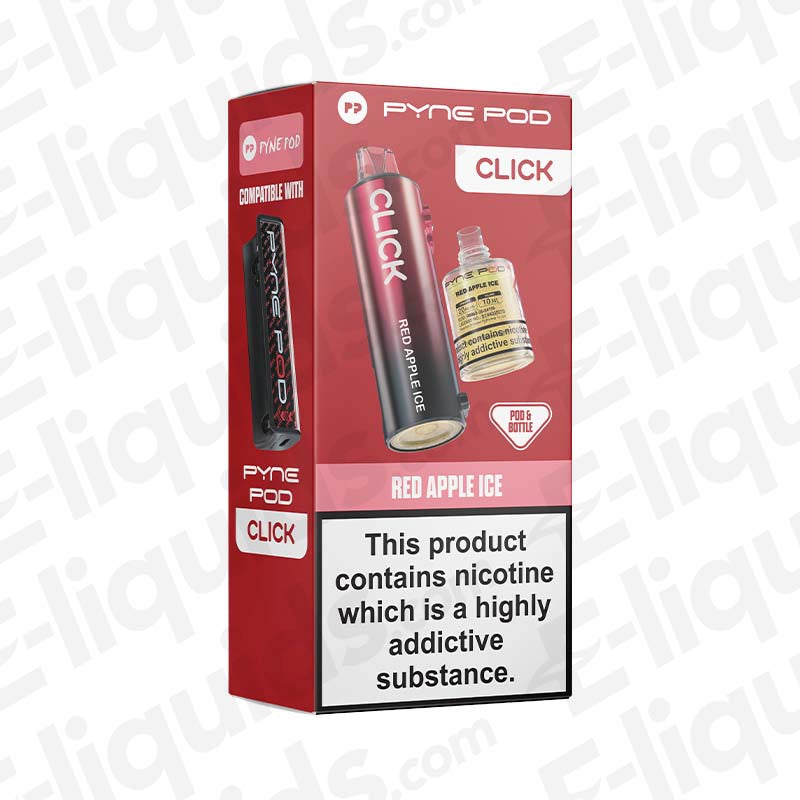 Pyne Pod Click 50K Prefilled Pod with crisp Red Apple Ice flavour in red packaging.